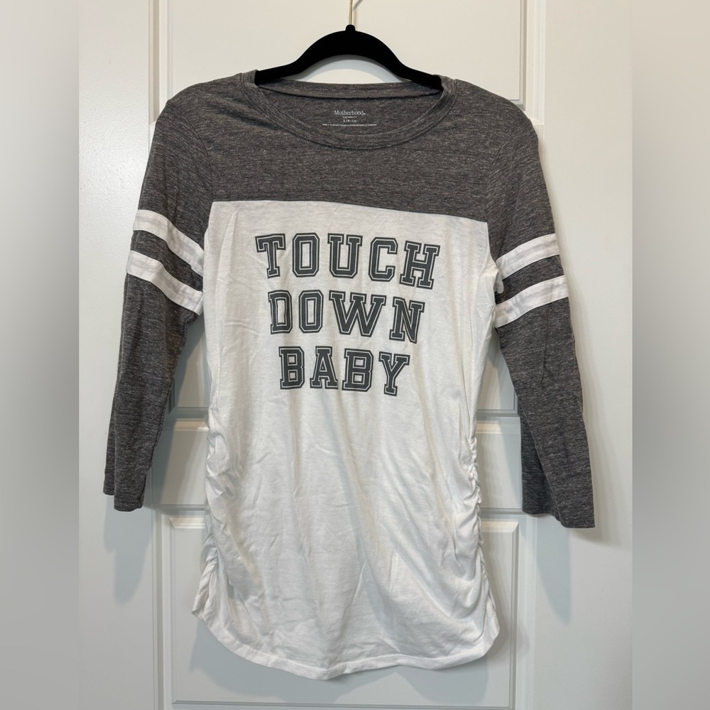 Maternity side ruched 3/4 length sleeve cotton shirt - size S
